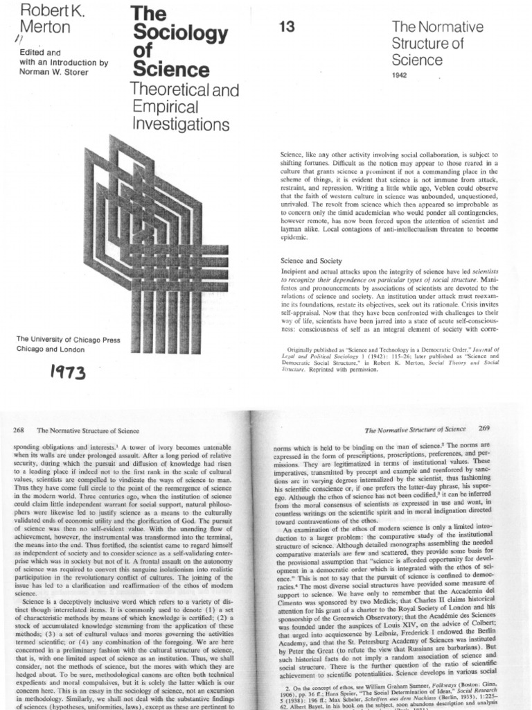The Normative Structure of Science | PDF | Scientist | Scientific Method
