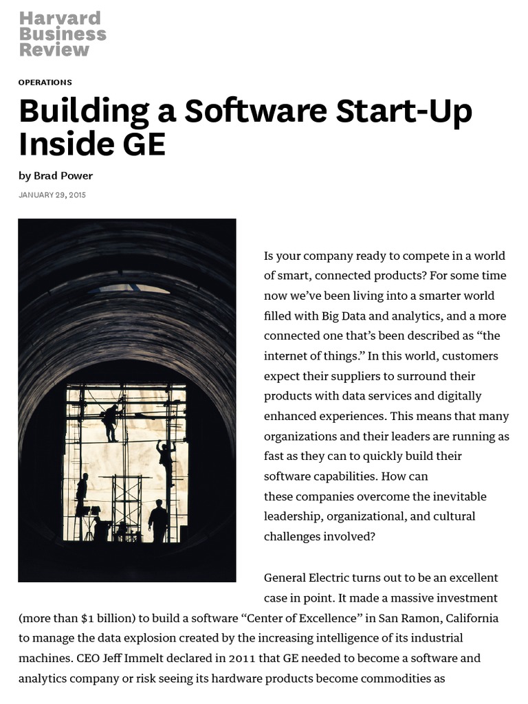 Building A Software Start-Up Inside GE | PDF | General Electric ...