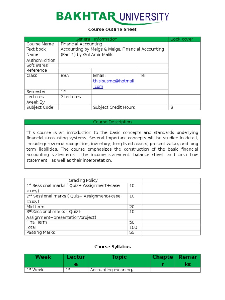 BBA 1st Financial Accounting PDF Financial Accounting Accounting