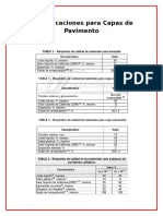 Especificaciones para Capas de Pavimento