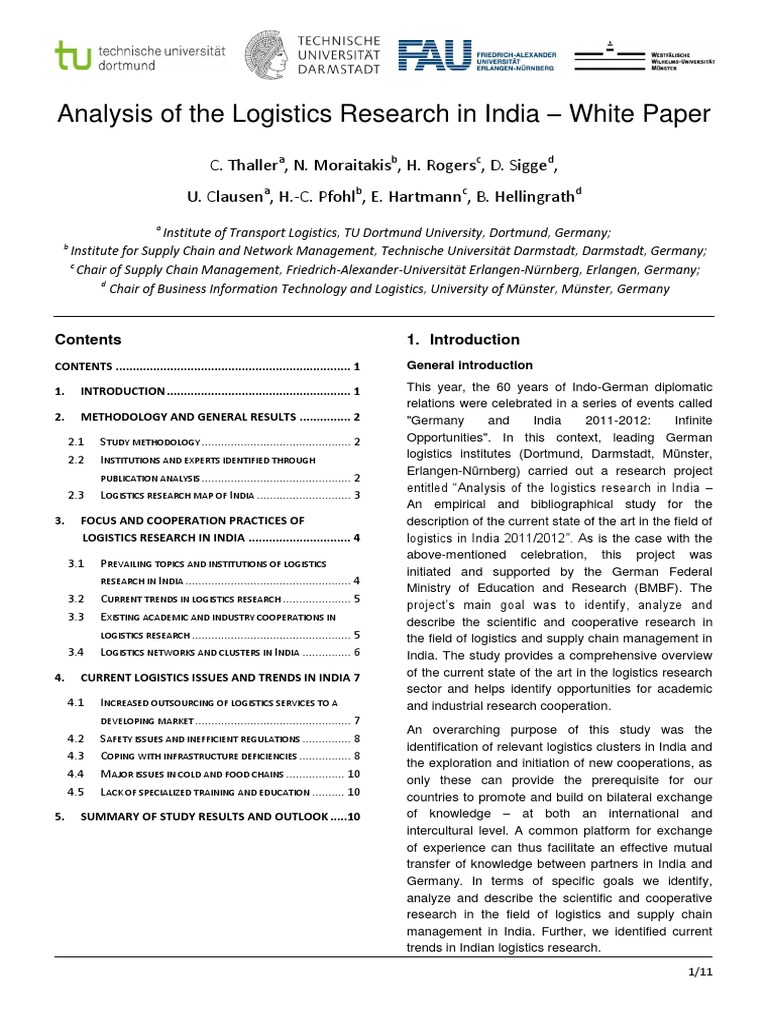 Research paper on logistics in india picture