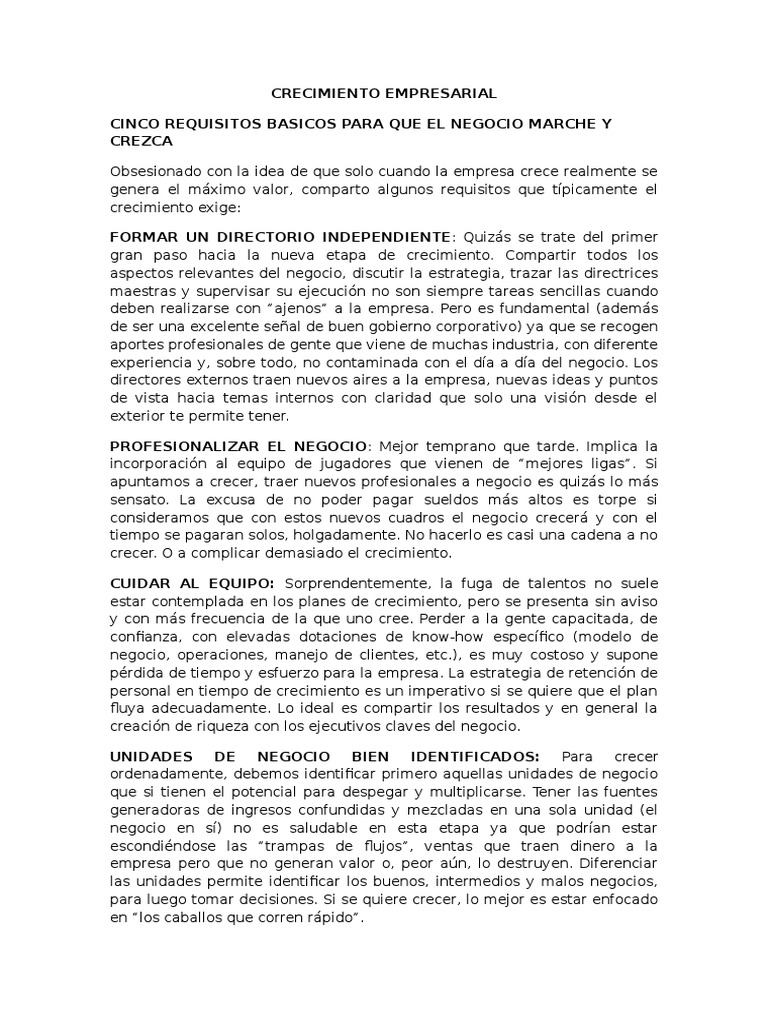 Crecimiento Empresarial | PDF | Toma de decisiones | Economias
