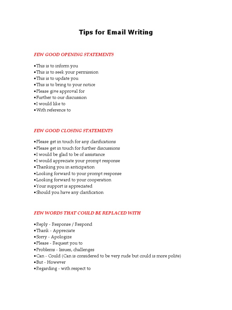 Tips For Email Writing | PDF