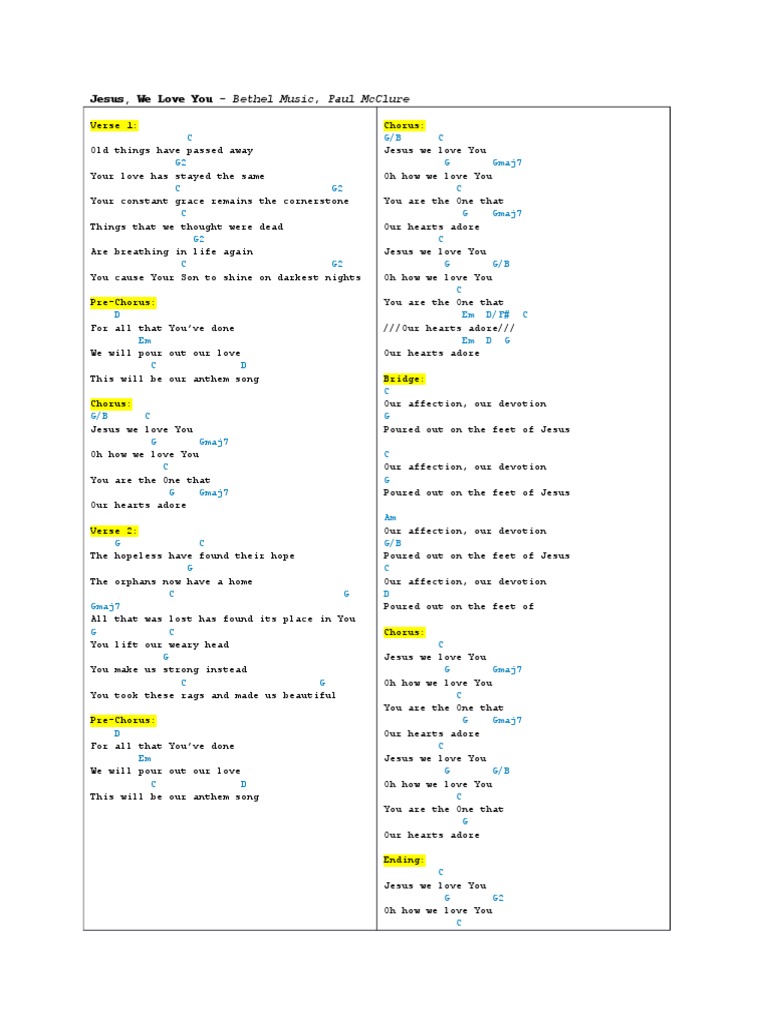 Jesus We Love You Chords