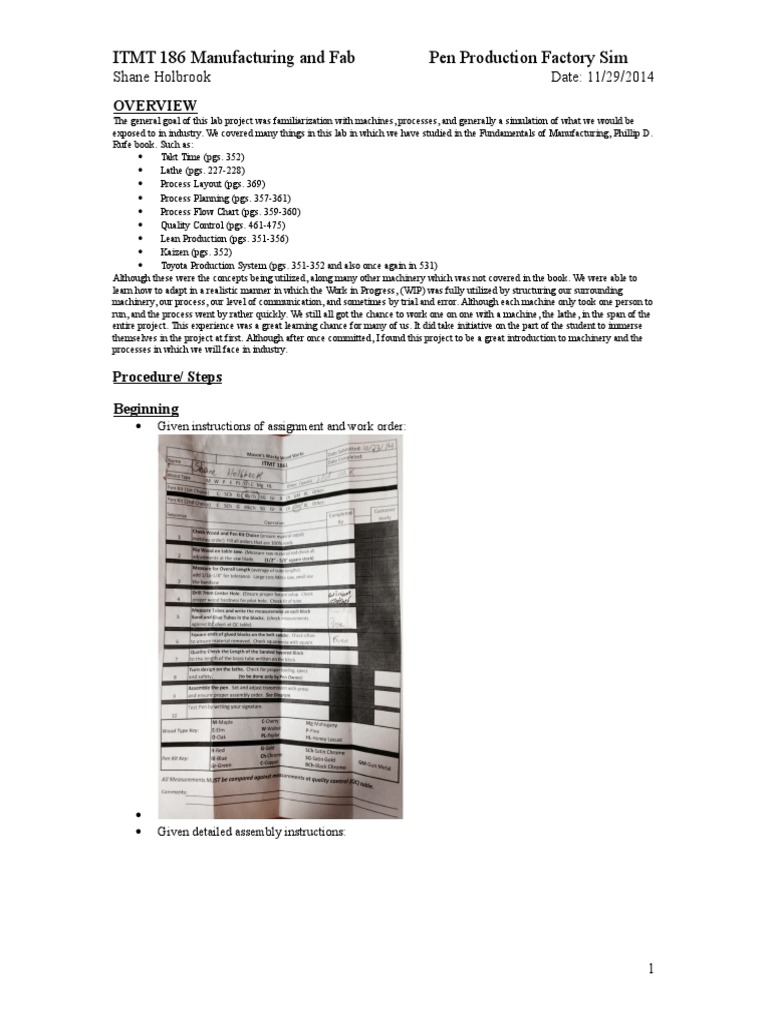 Manufacturing Simulation Report | PDF | Lean Manufacturing | Industries