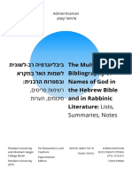 Admiel Kosman-The Multilingual Bibliography of Names of God in The HB and in Rabbinic Literature PDF