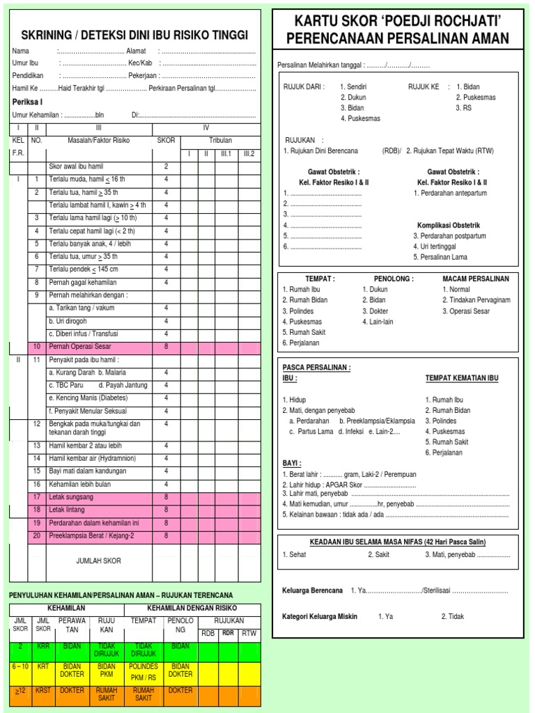 Skala Ibu Hamil Resiko Tinggi Poedji Rochjati