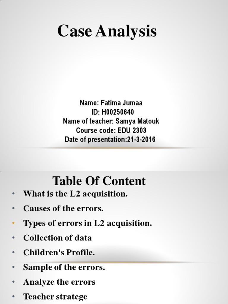 L2 Acquisition Error Analysis and Strategies | PDF | Second Language ...