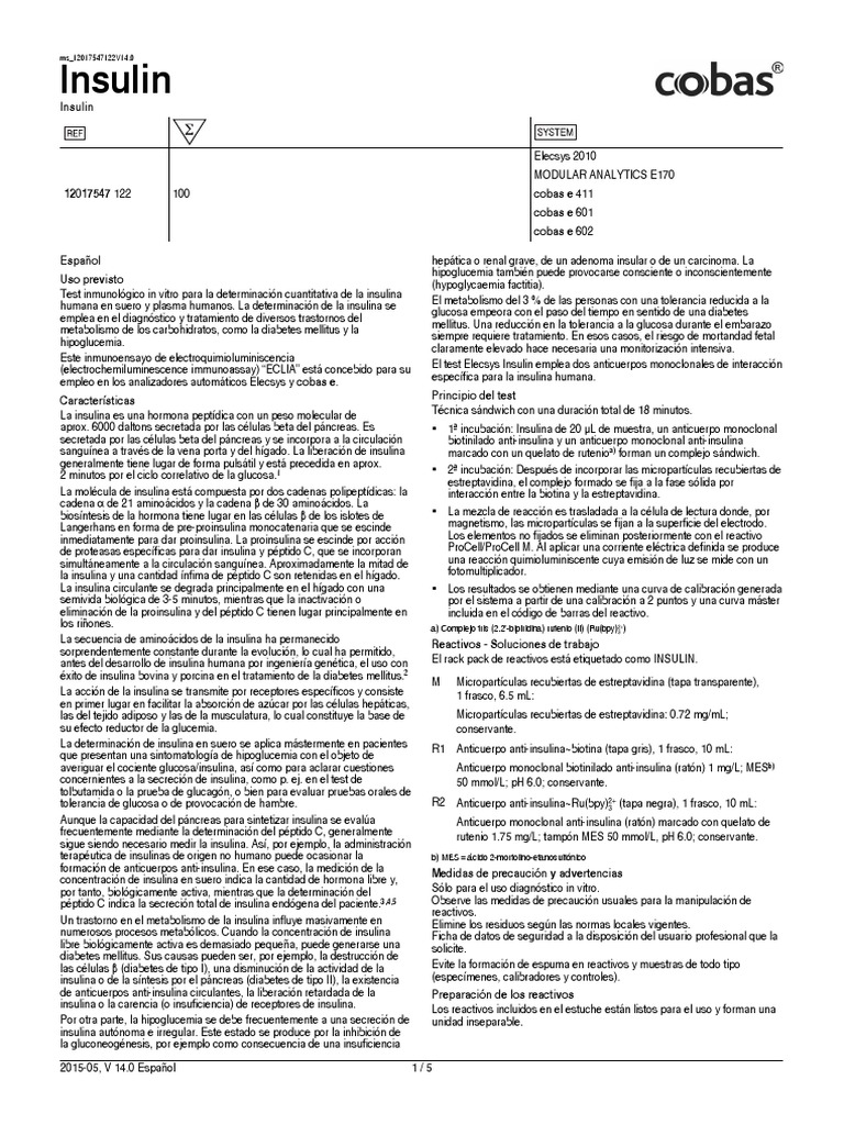 Inserto Insulina | PDF | Diabetes mellitus | Diabetes mellitus tipo 2