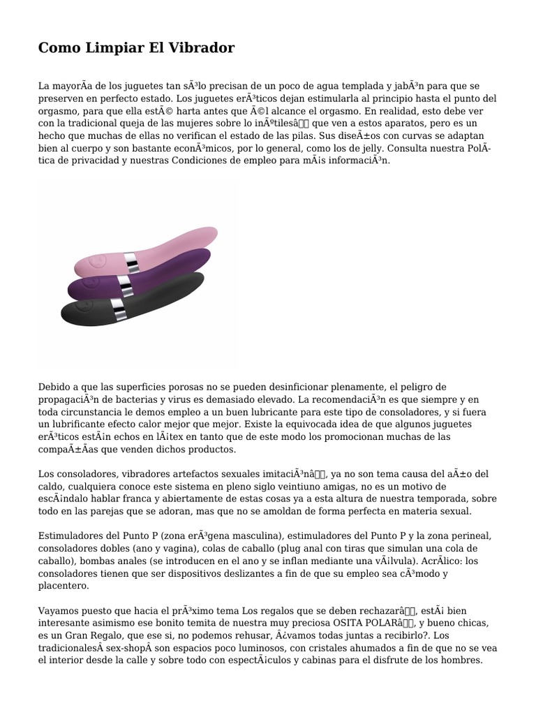 Como Limpiar El Vibrador | PDF | Orgasmo | Sexo