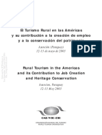 El Turismo Rural en Las Américas y Su Contribución A La Creación de Empleo y A La Conservación Del Patrimonio