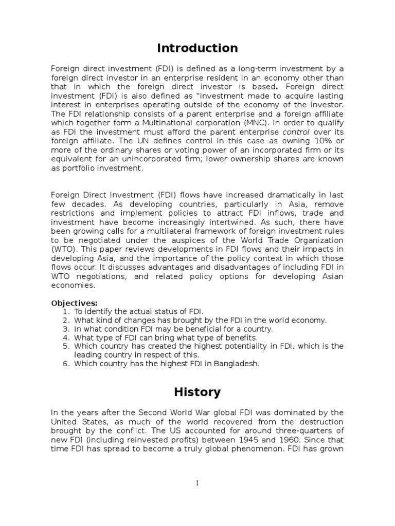 FDI in Respect of The World | PDF | Foreign Direct Investment | Mergers ...