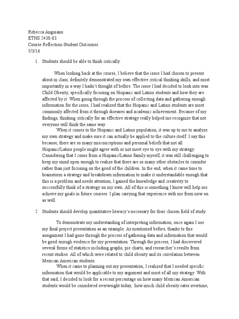 course reflection Strategic Management Critical Thinking