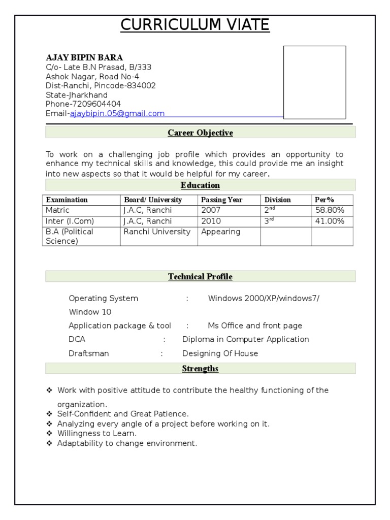 Free Resume Format In Word For Fresher