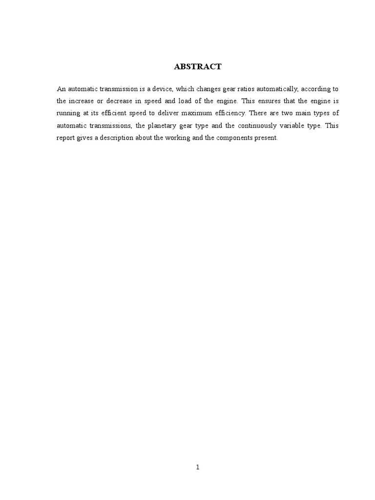 Automatic Transmission Report PDF Automatic Transmission Transmission (Mechanics)