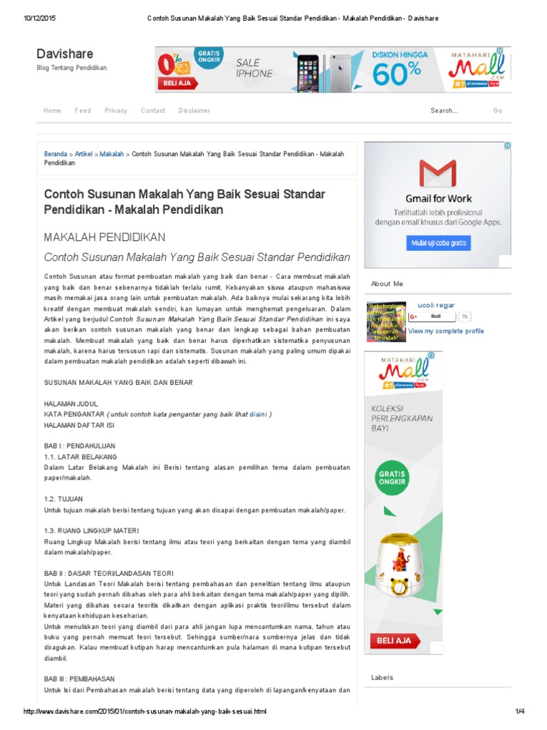 Contoh Susunan Makalah Yang Baik Sesuai Standar Pendidikan