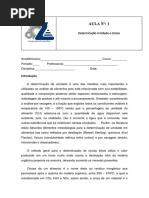 Aula Prática - Determinação Umidade e Cinzas 25 e 29.04