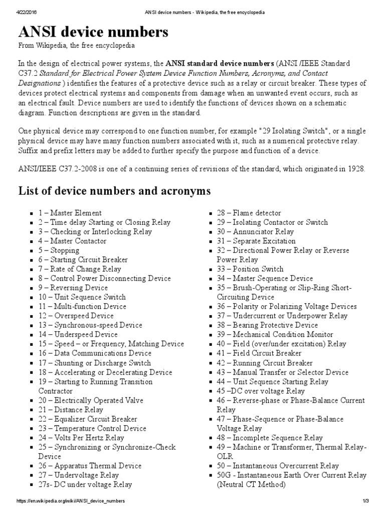 ANSI Device Numbers Wikipedia, The Free Encyclopedia Relay Switch