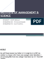 Institute of Management & Science: Subject: Soft Skills Submited By: Pooja Kumari Submited To: M/S Taniya