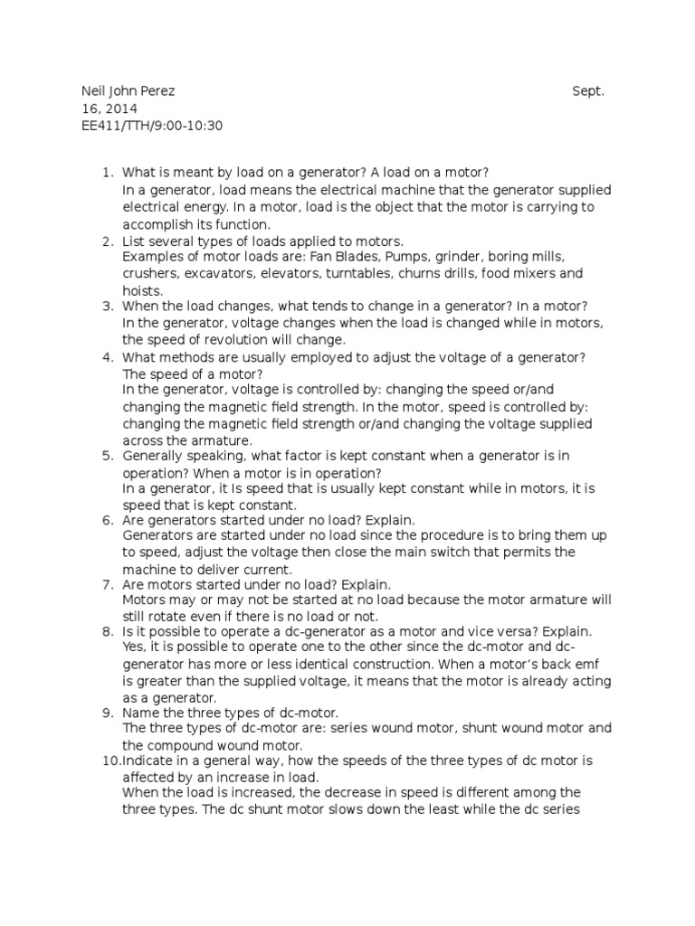 Siskind DC Machines Q&A Answers | Relay | Electric Generator