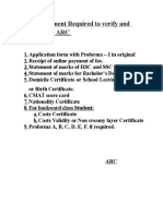 Document Required To Verify and Submit at ARC
