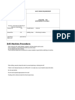 Drill Machine Procedure:: Safe Work Requirement