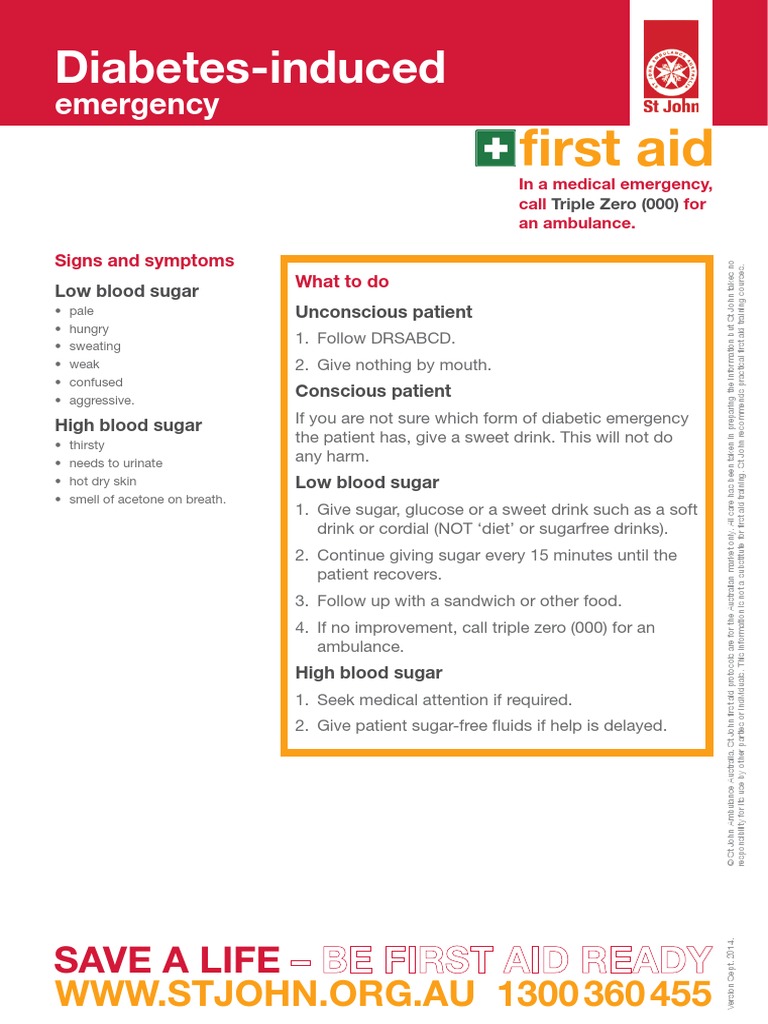 Diabetes Emergency First Aid Guide | PDF