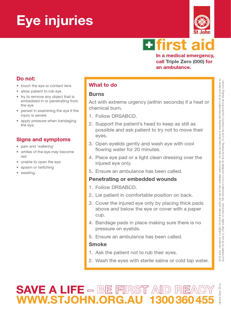 First Aid for Eye Injuries Guide | PDF