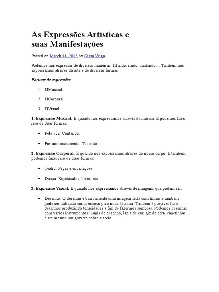 As Expressões Artísticas e Suas Manifestações | PDF | Gravuras | Pinturas