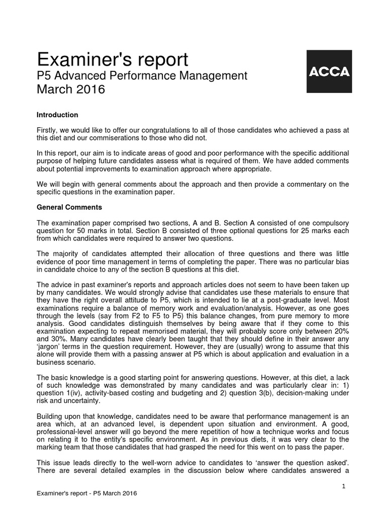 Examiner's Report: March 2016 | PDF