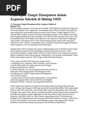 Penerapan Fungsi Manajemen Dalam Kegiatan Sekolah Di Bidang