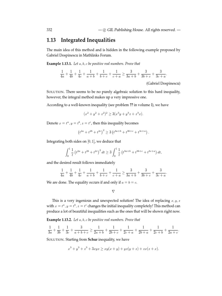 Integrated Inequalities Abstract Algebra Teaching Mathematics