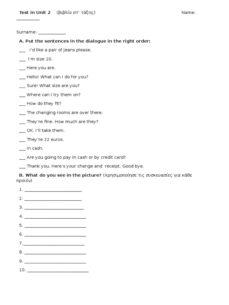 Test in Unit 2 | PDF | Language Arts & Discipline