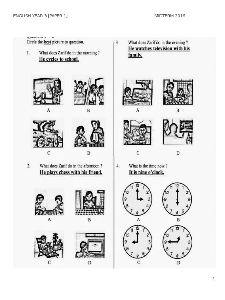 Year 3 English Midterm Paper 2016 | PDF | Sports & Recreation