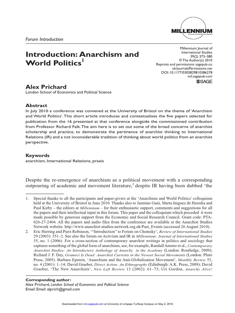 Prichard - Introduction: Anarchism and World Politics | PDF | Anarchy ...