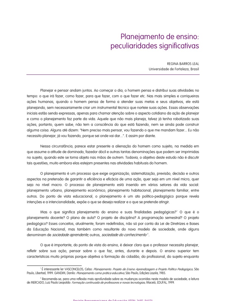 Planejamento de Ensino | PDF | Pedagogia | Planejamento