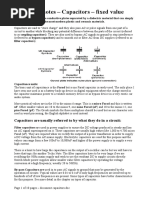 Techo Notes - Capacitors - Fixed Value: Capacitors Are Usually Referred To by What They Do in A Circuit