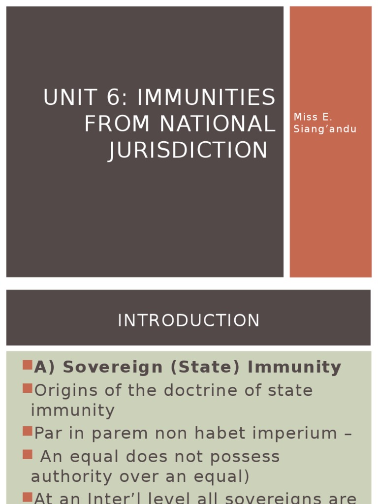 Unit 6 Immunities From National Jurisdiction | PDF | Social ...