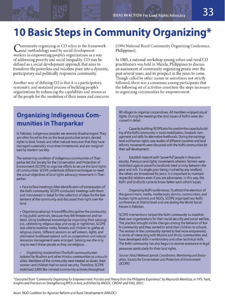 10 Basic Steps in Community Organizing | PDF
