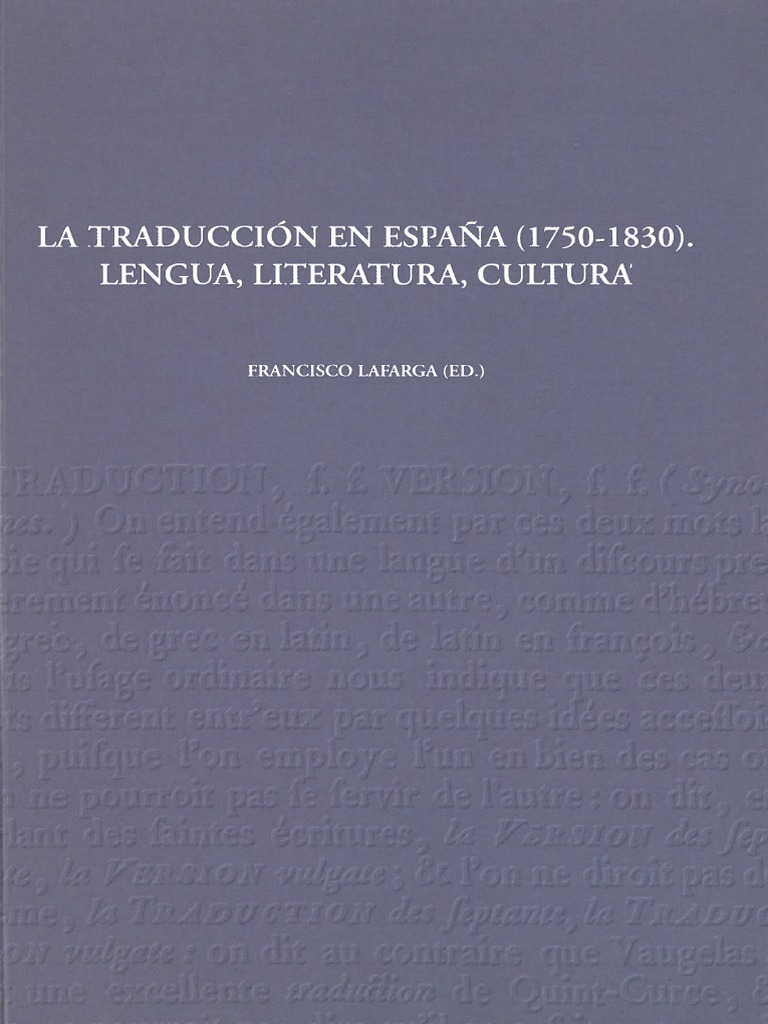 Dialnet LaTraduccionEnEspana17501830LenguaLiteraturaCultur 6003 PDF | PDF |  Traducciones | Novelas