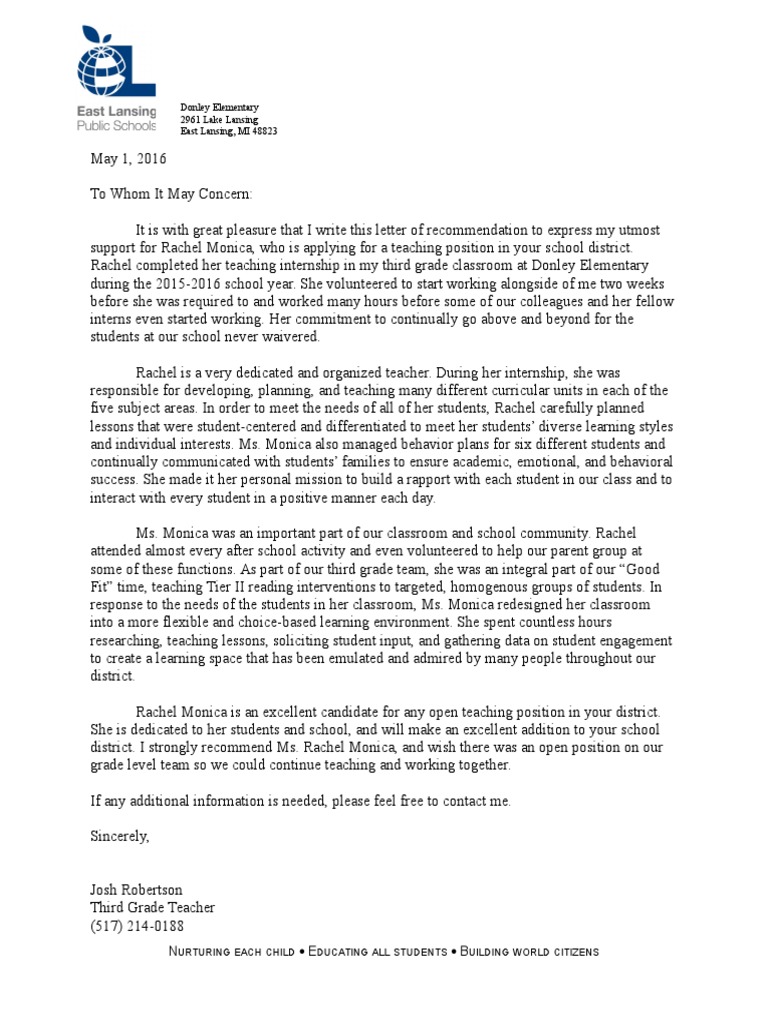 mentor teacher letter of recommendation | Classroom | Teachers