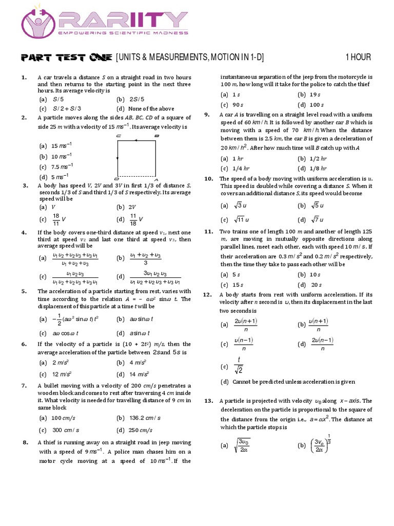Physics Motion and Measurements Quiz | PDF
