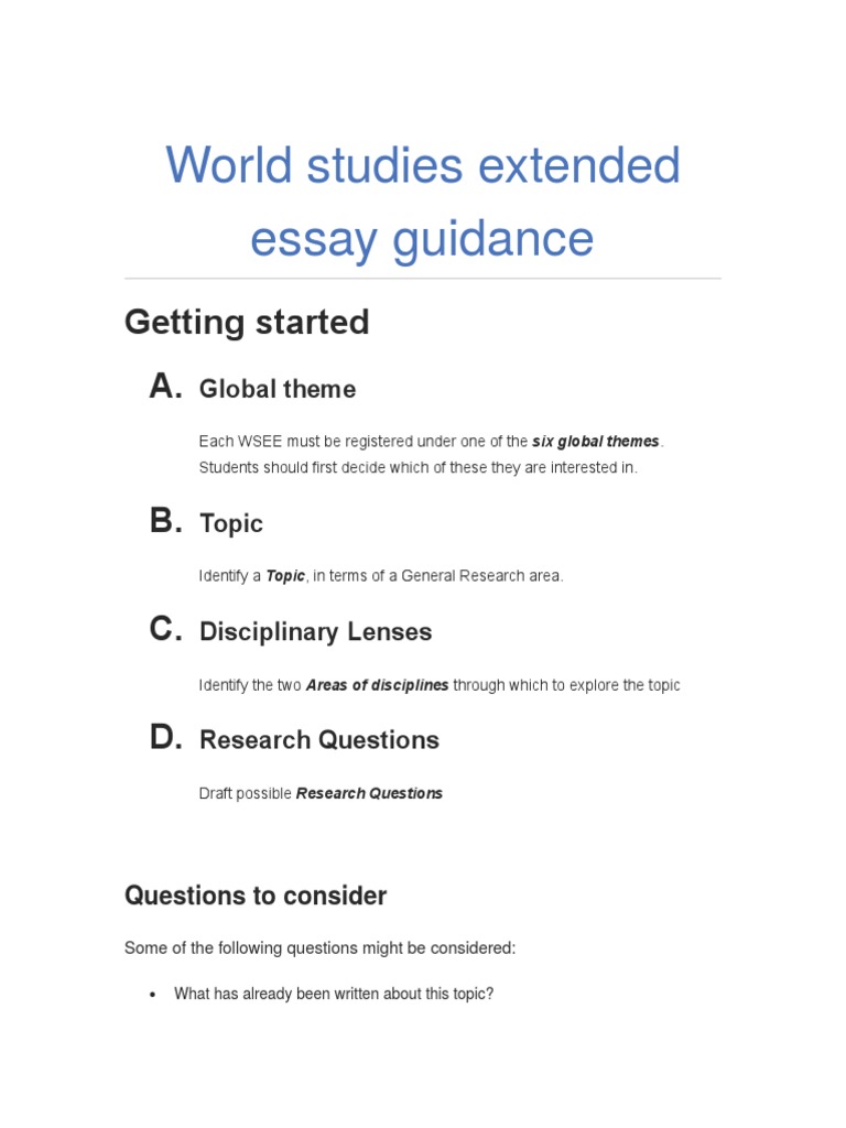 what is a world studies extended essay