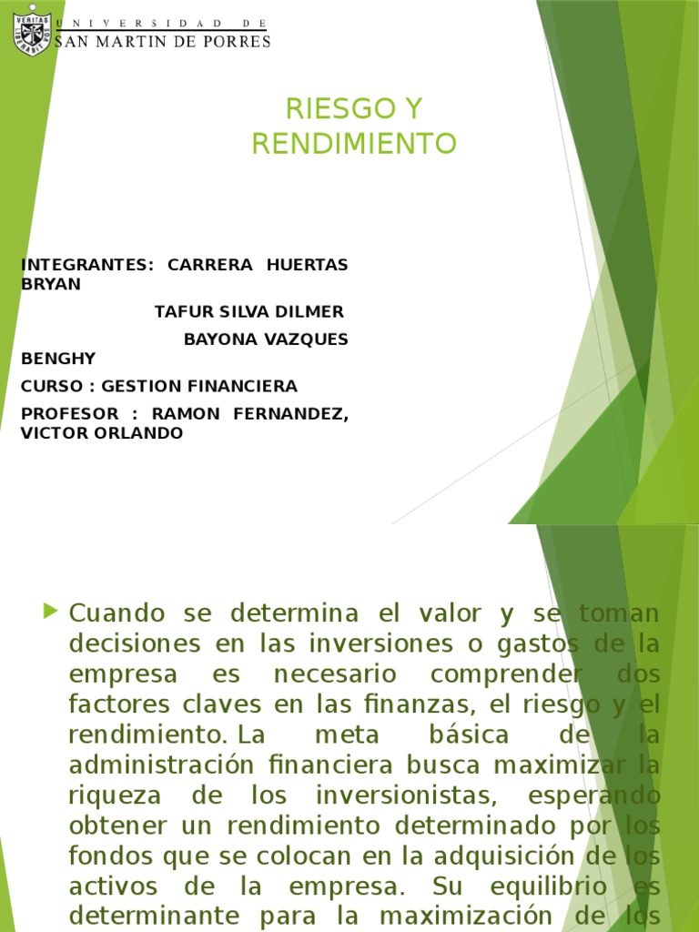 Riesgo y Rendimiento en Finanzas | PDF | Beneficio (economía ...