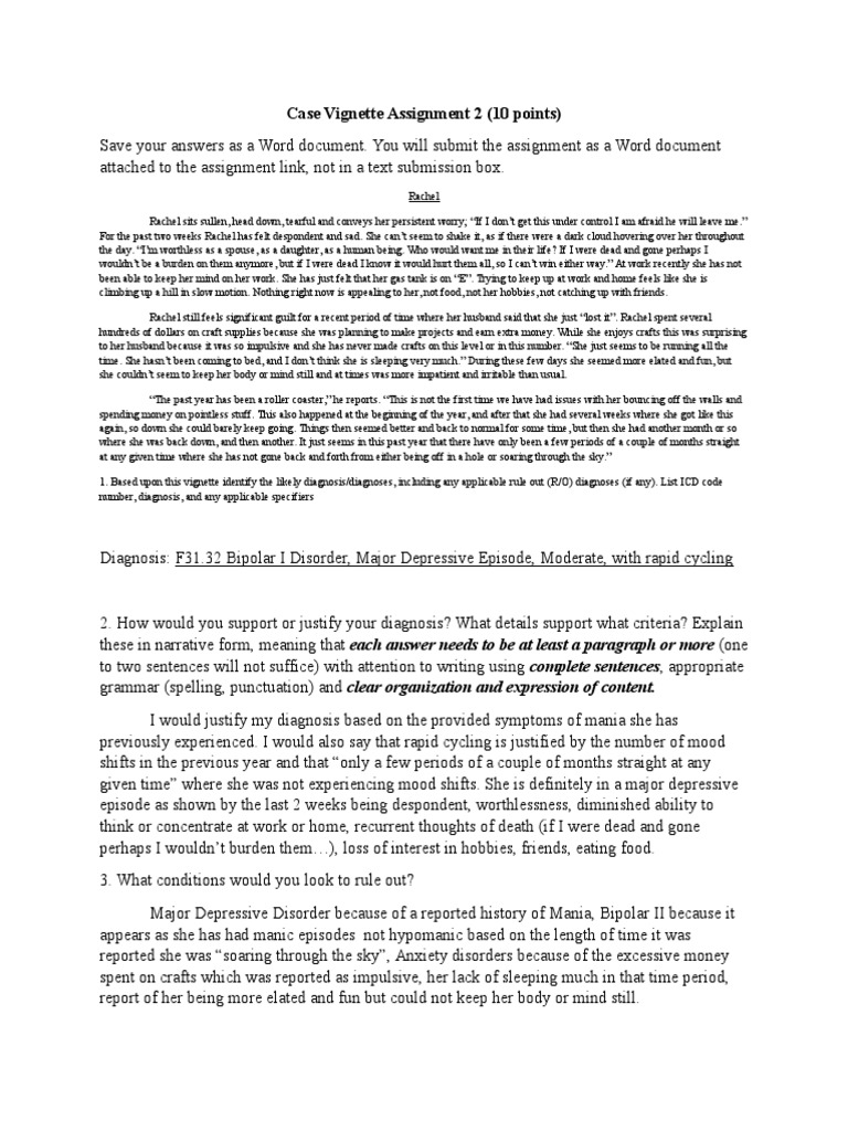 Case Assignment 2 Bipolar Disorder Mania