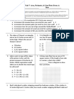 4 Grade Unit 7: Area, Perimeter, & Line Plots (Form A) Name - Date