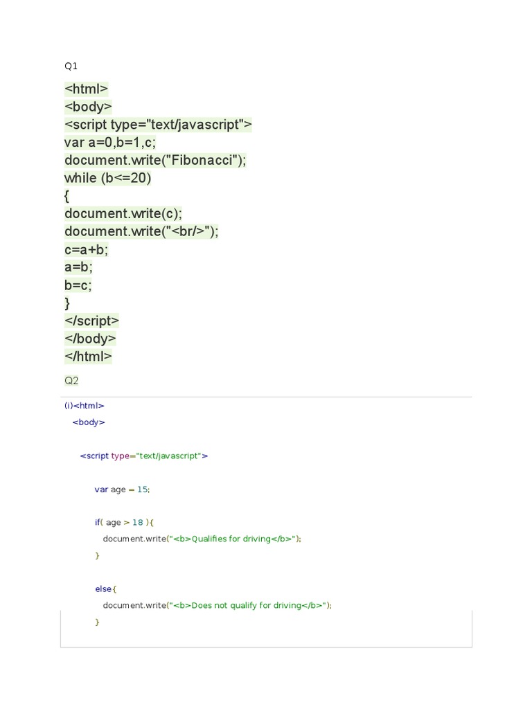 JavaScript Code Examples and Functions | PDF
