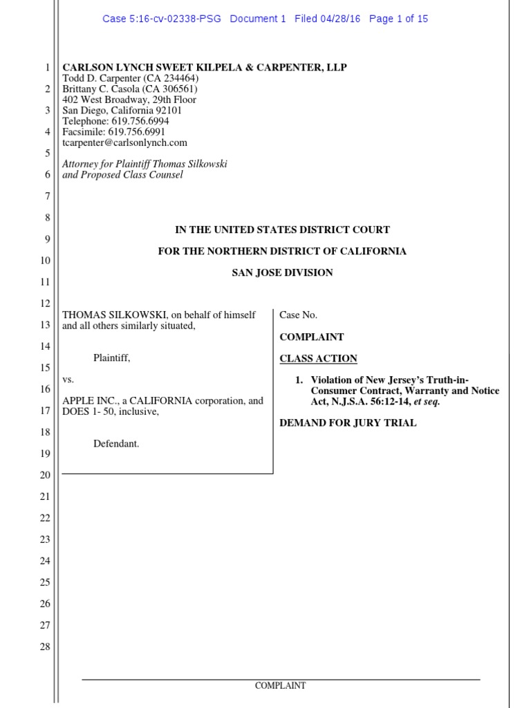 Patently Apple Thomas Silkowski Files Class Action Against Apple Over
