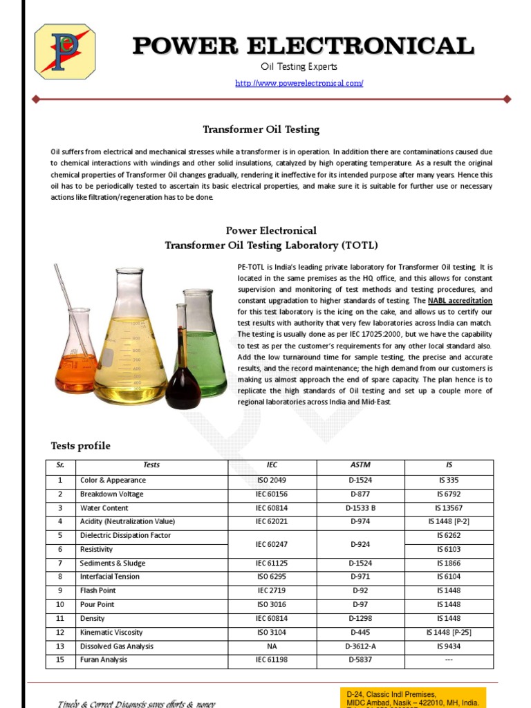 Transformer Oil testing lab NABL accredited (http//www