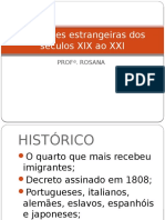 Migrações Estrangeiras Dos Séculos XIX Ao XXI